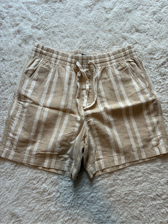J. Crew Other - Men's Beige Striped Linen & Cotton Drawstring Shorts